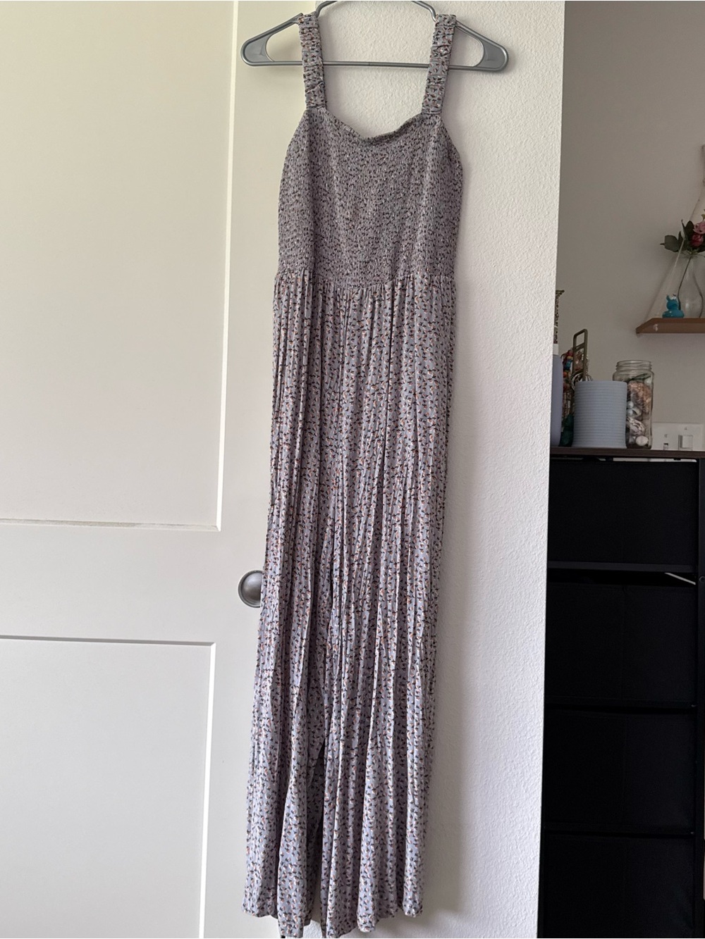 Lavender Floral Smocked Maxi Jumpsuit